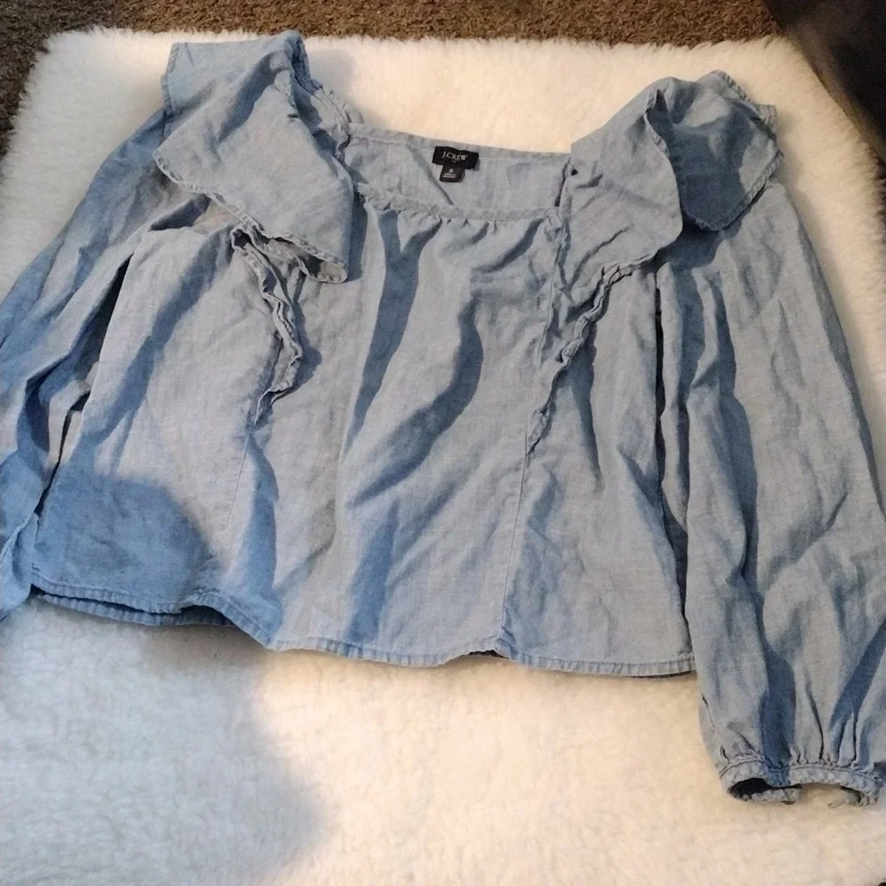 J.Crew Blue Ruffle Blouse - Picture 5 of 5